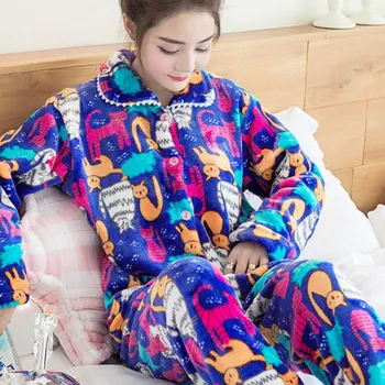 Autumn Winter Womens Pajama Sets Soft Thick Flannel Cartoon Printing Long Sleeve Pullover + Pants Warm Sleepwear Mujer Primark
Autumn Winter Womens Pajama Sets Soft Thick Flannel Cartoon Printing Long Sleeve Pullover + Pants Warm Sleepwear Mujer Primark