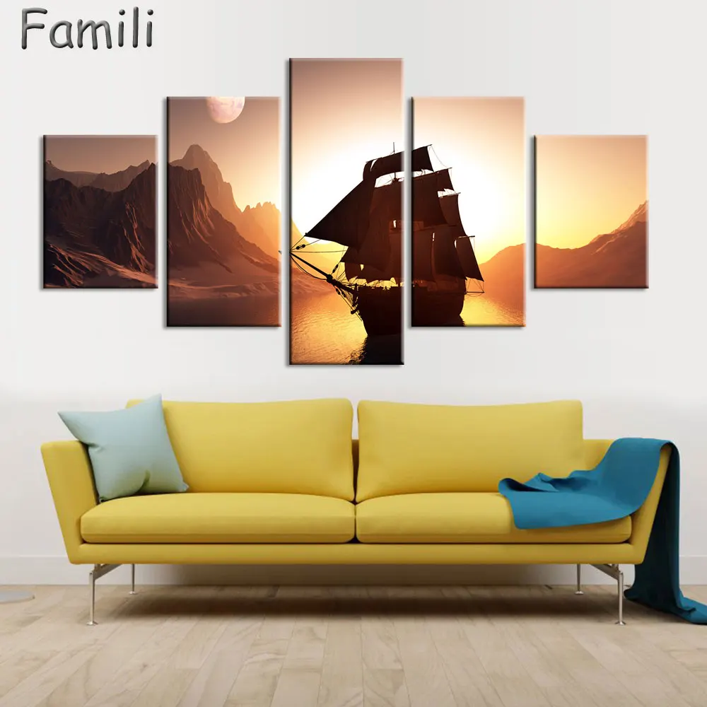 5Pieces Canvas Oil Painting Sailboat On The Sea Minimalist Living Room Seascape Sun Decorative Mural Pictures Prints No Frame
5Pieces Canvas Oil Painting Sailboat On The Sea Minimalist Living Room Seascape Sun Decorative Mural Pictures Prints No Frame