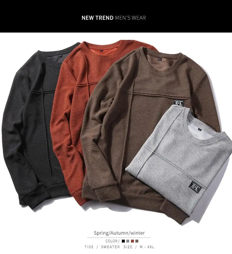 2019 New Fashion Hoodies Shirts Men Sweatshirts Male Solid Hoody Korean Styele O-Neck Autumn Spring Winter Brand Streetwears 01