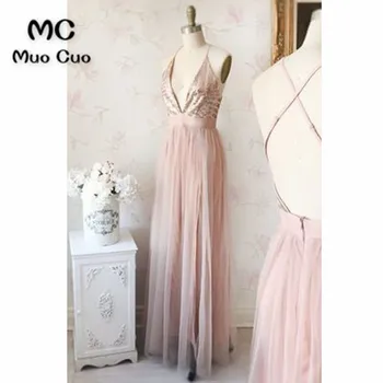 2018 Sexy Prom Dresses Long Deep V-Neck Spaghetti Straps Floor Length Tulle Backless Formal Evening Party Dress
2018 Sexy Prom Dresses Long Deep V-Neck Spaghetti Straps Floor Length Tulle Backless Formal Evening Party Dress