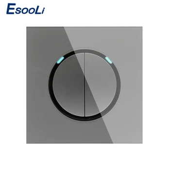 Esooli 2 Gang 1 Way Random Click On / Off Wall Light Switch With LED Indicator Knight Gray Crystal Tempered Glass Panel
Esooli 2 Gang 1 Way Random Click On / Off Wall Light Switch With LED Indicator Knight Gray Crystal Tempered Glass Panel