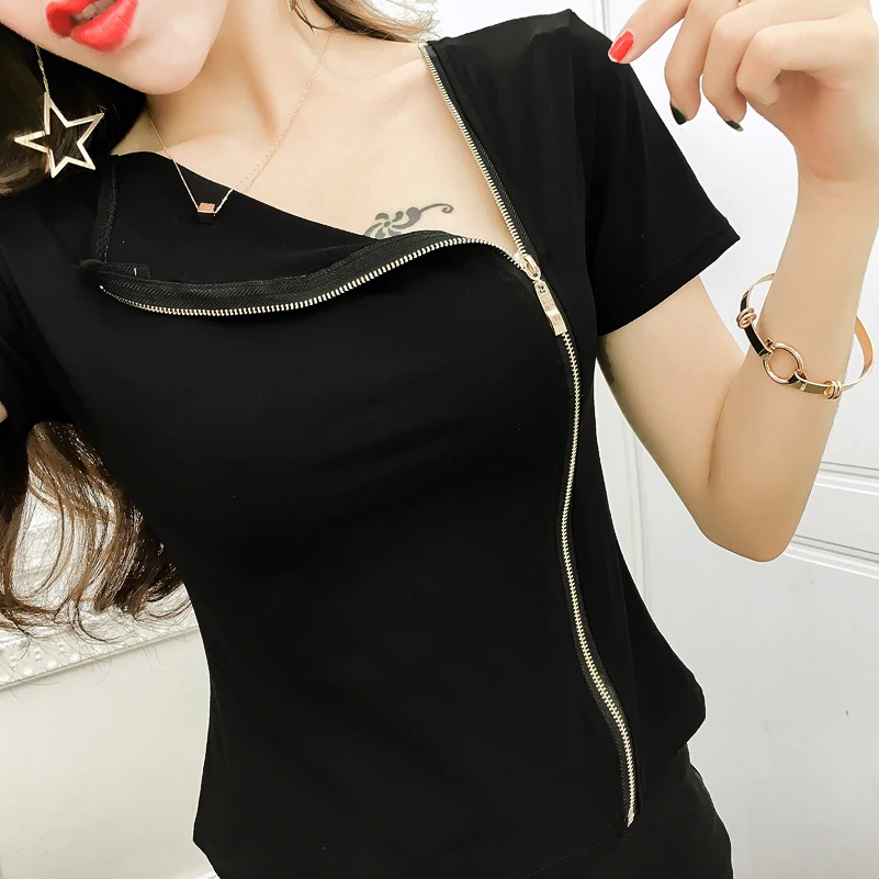 Oblique Zipper Sexy Tshirt Sequin 2019 New Spring Autumn Women Originality Short Sleeve T Shirts Tops Camiseta MujerT93409
Oblique Zipper Sexy Tshirt Sequin 2019 New Spring Autumn Women Originality Short Sleeve T Shirts Tops Camiseta MujerT93409
