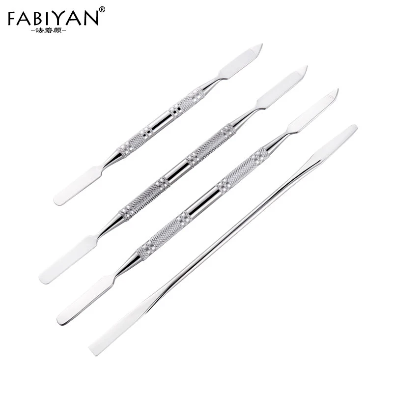 

4 Type Stainless Steel Spoon Polish Cream Blender Mixing Palette Spatulas Spoon Stick Rod Tone Makeup Cosmetic Nail Art Tool