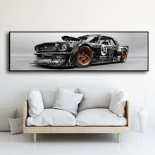 Arte da parede fotos para sala de estar cabeceira casa decoração cartazes ford mustang rtr carro esportes pintura da lona hd imprime sem moldura(China)
