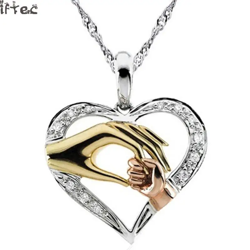 Image mother baby heart pendant mom daughter son child family love Cubic Zirconia necklace moms jewelry birthday gift N127