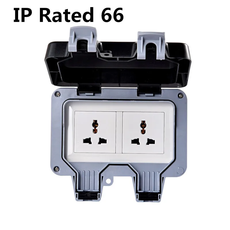IP66 Waterproof wall switch socket two multi-function three hole double UK/EU/AU/US socket outdoor bathroom.
IP66 Waterproof wall switch socket two multi-function three hole double UK/EU/AU/US socket outdoor bathroom.