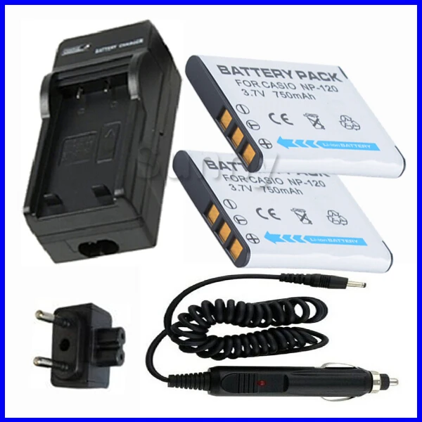 Battery (2-Pack) + Charger for Casio NP-120, NP 120, NP120 Lithium Ion Rechargeable 3.7 V,750mAh
Battery (2-Pack) + Charger for Casio NP-120, NP 120, NP120 Lithium Ion Rechargeable 3.7 V,750mAh