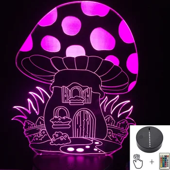 Creative 3D illusion Lamp LED Night Lights Cartoon Cute Mushroom House Design Novelty Acrylic Discoloration Atmosphere Lamp
Creative 3D illusion Lamp LED Night Lights Cartoon Cute Mushroom House Design Novelty Acrylic Discoloration Atmosphere Lamp