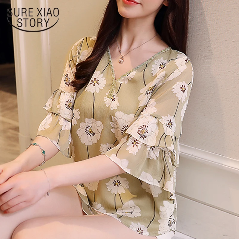 2018 new casual women blouses shirts chiffon short sleeved blouses sweet lady flare sleeved blouses printed women tops 0288 40
2018 new casual women blouses shirts chiffon short sleeved blouses sweet lady flare sleeved blouses printed women tops 0288 40
