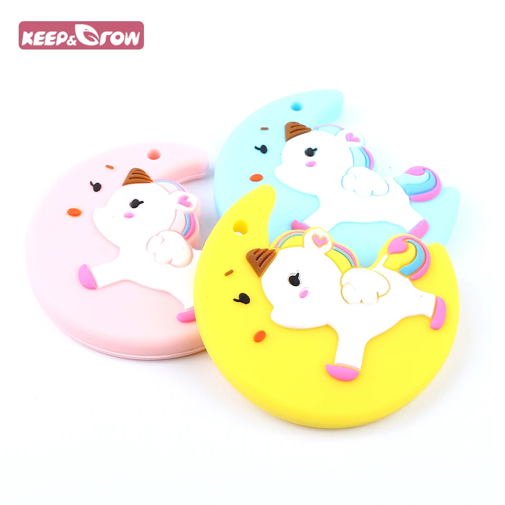 Keep&Grow 1pcs Moon Unicorn Baby Teethers Food Grade Silicone Teether Baby Teething Beads Nursing Necklace Pendant BPA Free
Keep&Grow 1pcs Moon Unicorn Baby Teethers Food Grade Silicone Teether Baby Teething Beads Nursing Necklace Pendant BPA Free