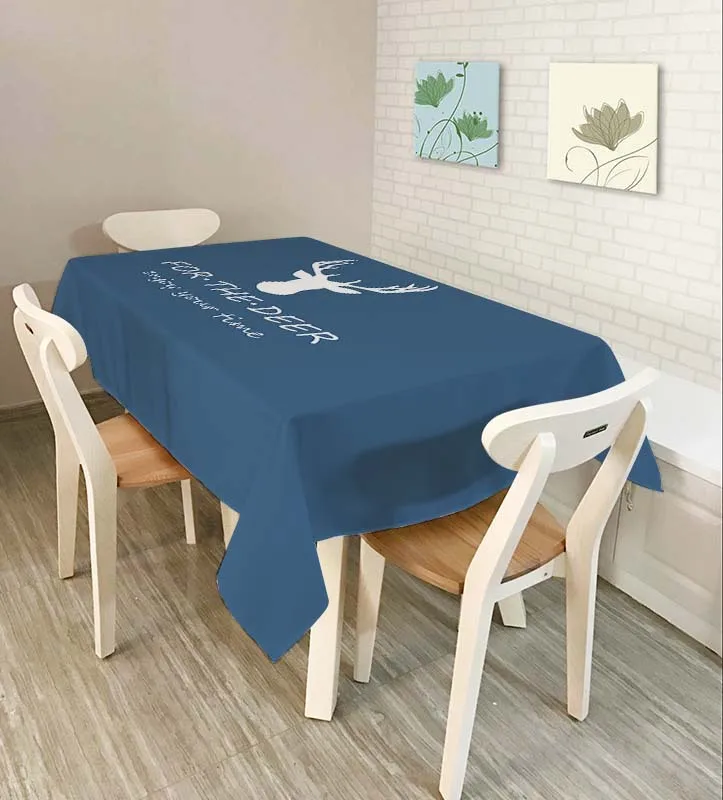 

2019 New Year Customizable 3D Tablecloth Christmas Deer Waterproof Thicken Rectangular Table Cloth House Christmas Decoration