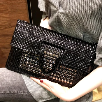 TekiEssica Designer Cool Punk Rivets Diamonds Motobike Silver Women Party Clutch Purse Bag
TekiEssica Designer Cool Punk Rivets Diamonds Motobike Silver Women Party Clutch Purse Bag