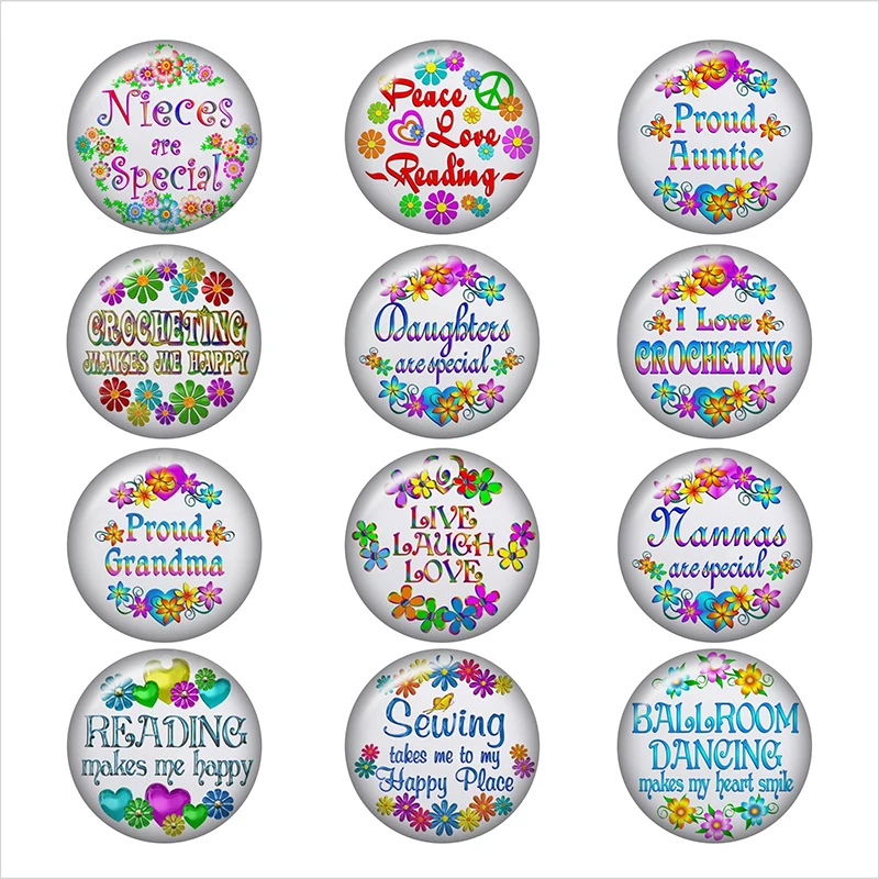 Hot Fashion word flower nieces 12pcs snap button Round photo glass cabochon demo flat back Making findings DA1241
Hot Fashion word flower nieces 12pcs snap button Round photo glass cabochon demo flat back Making findings DA1241