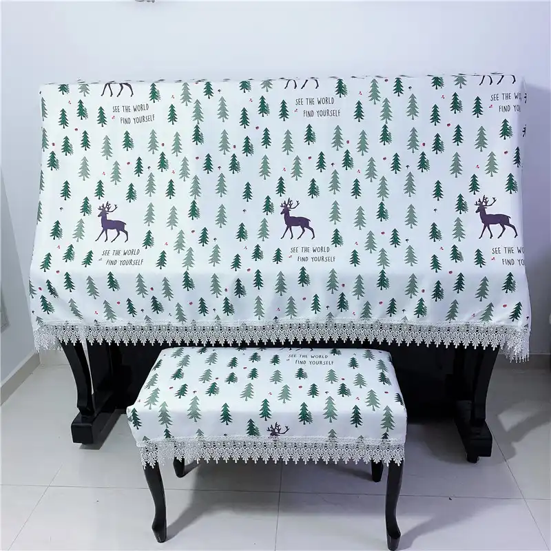 New Velvet Hemp Piano Cover Creative Pattern Piano Cover With Lace