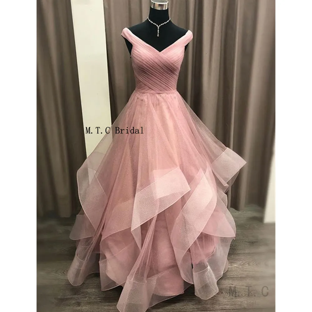 Shinning Blush Pink Tulle Tiered Evening Dress V Neck Floor Length Pleat Long Formal Occasion Dresses Custom Made 2019 New
Shinning Blush Pink Tulle Tiered Evening Dress V Neck Floor Length Pleat Long Formal Occasion Dresses Custom Made 2019 New