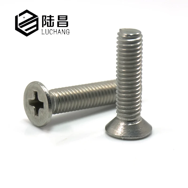 

luchang Metric Thread 304 M2-M8 304 Stainless Steel flat countersunk head cross Countersunk head screw Bolt Fastener parafuso