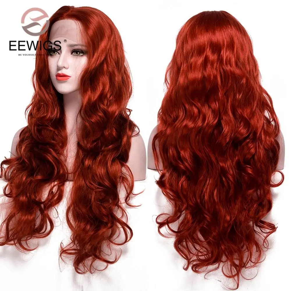EEWIGS 360# Color Orange Red Synthetic Wigs 180% Density Lace Front Long Wavy Wig With Natural Baby Hair Heat Resistant
EEWIGS 360# Color Orange Red Synthetic Wigs 180% Density Lace Front Long Wavy Wig With Natural Baby Hair Heat Resistant