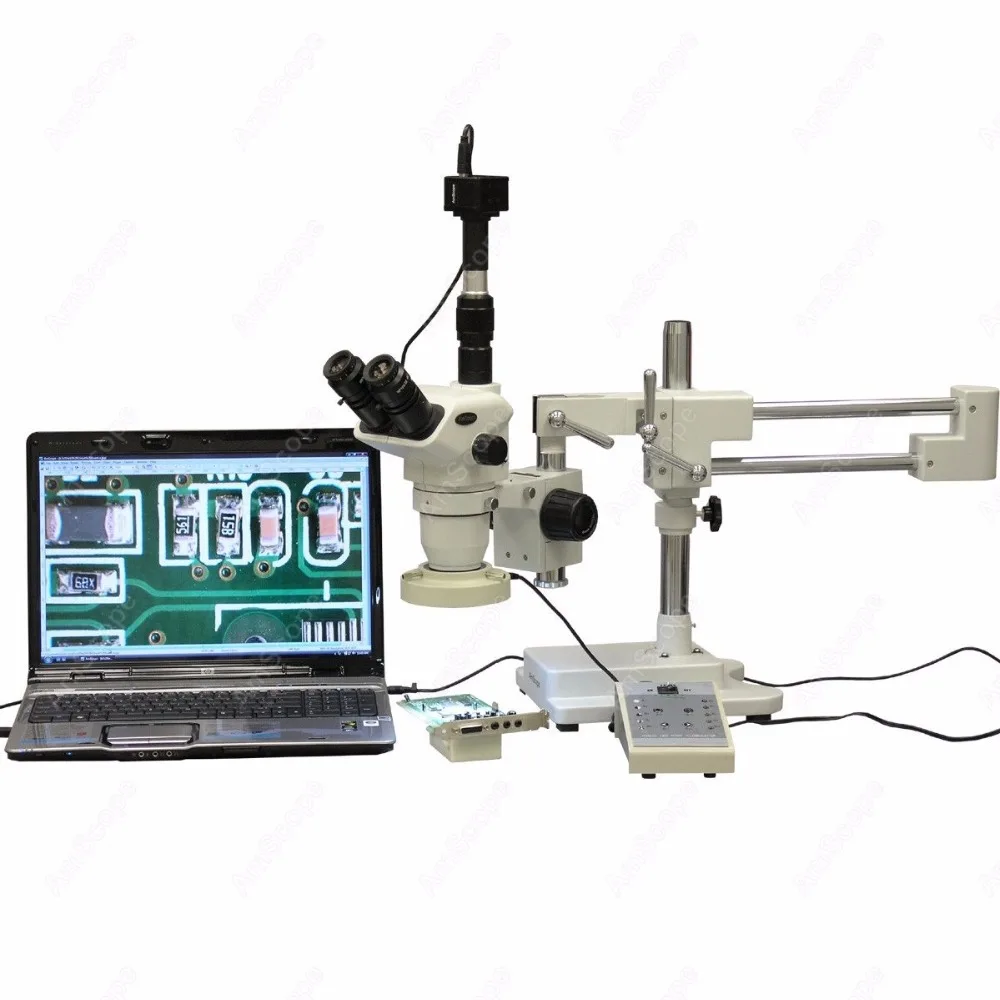 Boom Stand Stereo Microscope--AmScope Supplies 2X-225X Boom Stand Stereo Microscope w 8-Zone 80-LED Light + 9MP Digital Camera
Boom Stand Stereo Microscope--AmScope Supplies 2X-225X Boom Stand Stereo Microscope w 8-Zone 80-LED Light + 9MP Digital Camera