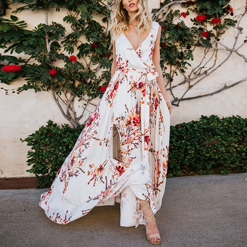 2019 Vintage Floral Print Long Dress Woman Sexy V Neck Summer Beach Dress European Style High Waist Evening Party Dress Vestidos
2019 Vintage Floral Print Long Dress Woman Sexy V Neck Summer Beach Dress European Style High Waist Evening Party Dress Vestidos