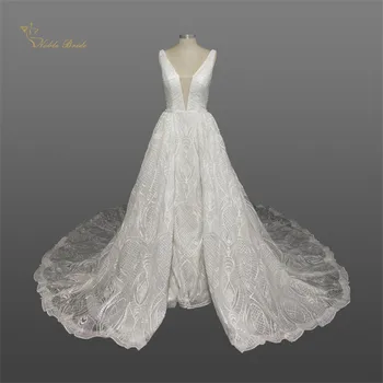Modern High Quality Lace Overskirt Wedding Dress With Detachable Train Mermaid V Neck Heart-shaped Tail Backless Bridal Gowns
Modern High Quality Lace Overskirt Wedding Dress With Detachable Train Mermaid V Neck Heart-shaped Tail Backless Bridal Gowns