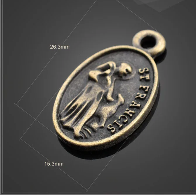 High Quality 20 Pieces/Lot 15.3mm*26.3mm Antique Bronze Small Metal Oval Tag Religious Catholic Charm St Francis Pet Tag Charms
High Quality 20 Pieces/Lot 15.3mm*26.3mm Antique Bronze Small Metal Oval Tag Religious Catholic Charm St Francis Pet Tag Charms