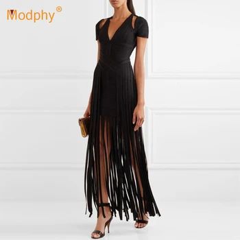 2019 black new women's bandage dress sexy short-sleeved tassel openwork dress club celebrity party dress Bodycon Vestidos
2019 black new women's bandage dress sexy short-sleeved tassel openwork dress club celebrity party dress Bodycon Vestidos