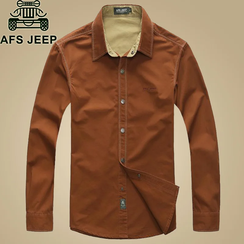 2018 New Brand AFS Jeep Men shirt 100% Cotton Long Sleeve Loose Casual Military Mens shirts Red khaki Summer Style
2018 New Brand AFS Jeep Men shirt 100% Cotton Long Sleeve Loose Casual Military Mens shirts Red khaki Summer Style