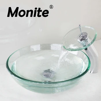UK Newly Art Round Victory Clear Glass Bathroom Washbasin Sinks Glass Sink With Chrome Brass Faucet SeT Waterfall Basin Sink
UK Newly Art Round Victory Clear Glass Bathroom Washbasin Sinks Glass Sink With Chrome Brass Faucet SeT Waterfall Basin Sink