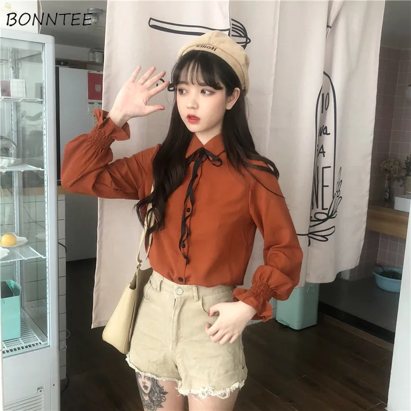 Shirts Women Stand Collar Bow Solid Simple All-match Korean Shirt Womens Soft Sweet Blouses and Tops Ladies Trendy Clothing Chic
Shirts Women Stand Collar Bow Solid Simple All-match Korean Shirt Womens Soft Sweet Blouses and Tops Ladies Trendy Clothing Chic