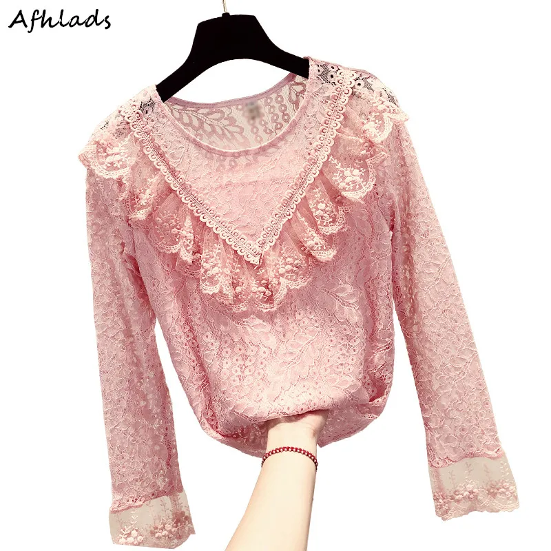 Lace Shirt Spring And Autumn Long-Sleeved 2019 New Style Round Neck Elegant Fashion Embroidery Floral Hollow Out Ruffles Shirt
Lace Shirt Spring And Autumn Long-Sleeved 2019 New Style Round Neck Elegant Fashion Embroidery Floral Hollow Out Ruffles Shirt
