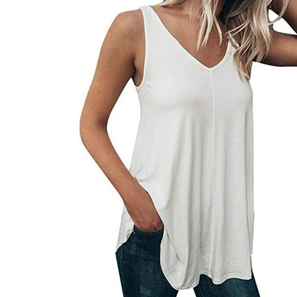 Plus Size t shirt Casual Summer women V-neck Sleeveless shirt weman Regular Fit Pure Color camiseta mujer tee shirt 2019#M3Y
Plus Size t shirt Casual Summer women V-neck Sleeveless shirt weman Regular Fit Pure Color camiseta mujer tee shirt 2019#M3Y