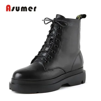 ASUMER 2020 new hot sale women autumn black boots simple round toe ankle boots unique popular classic genuine leather boots
ASUMER 2020 new hot sale women autumn black boots simple round toe ankle boots unique popular classic genuine leather boots