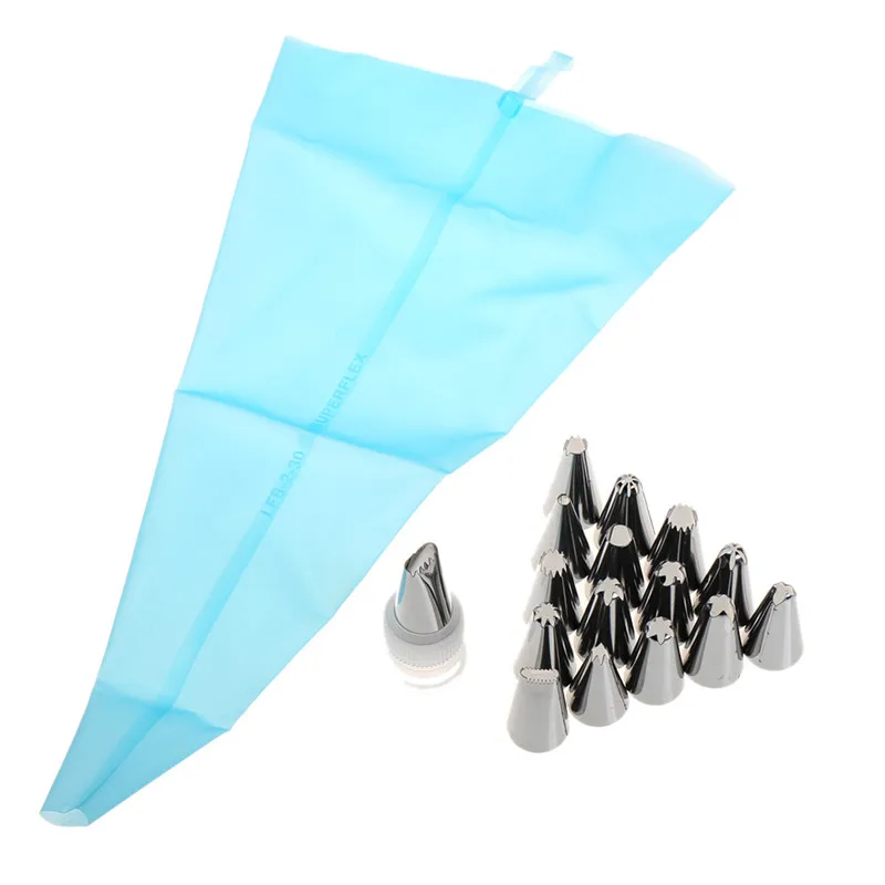 1PC Silicone Icing Piping Cream Pastry Bag + 14PCS Stainless Steel Cake Nozzles Set DIY Cake Decorating Tips Set + 1 x Converter
1PC Silicone Icing Piping Cream Pastry Bag + 14PCS Stainless Steel Cake Nozzles Set DIY Cake Decorating Tips Set + 1 x Converter