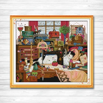 The cat and sewing machine diy decor painting counted print on canvas DMC 11CT 14CT kits Cross Stitch embroidery needlework Sets
The cat and sewing machine diy decor painting counted print on canvas DMC 11CT 14CT kits Cross Stitch embroidery needlework Sets