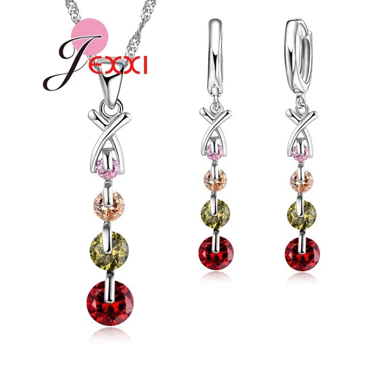 Colorful Cubic Zircon 925 Sterling Silver Pendant Necklace And Earrings Beautiful Jewelry Set For Women Party Wedding
Colorful Cubic Zircon 925 Sterling Silver Pendant Necklace And Earrings Beautiful Jewelry Set For Women Party Wedding