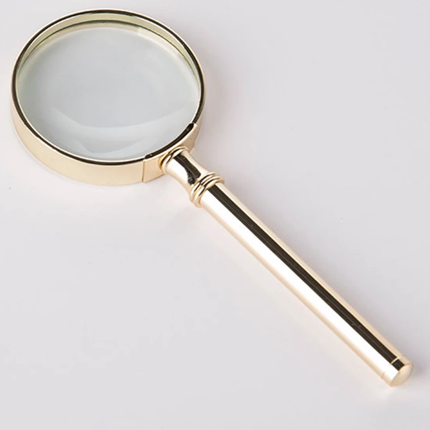 

2.5X Optical Glass Magnifier 70mm Lens 18K Imitation Gold Plati Metal Frame Magnifying Glass with Handle for Reading Low Vision