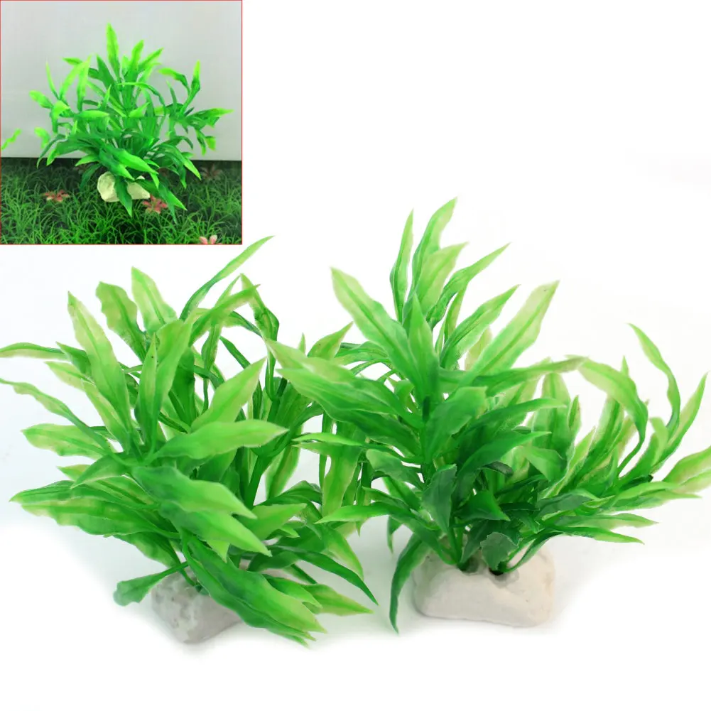 

2pcs Underwater Artificial Plastic Fake Plant Grass Submarine Water Weeds Fish Tank Aquarium Decoration Ornament Decor Landscape