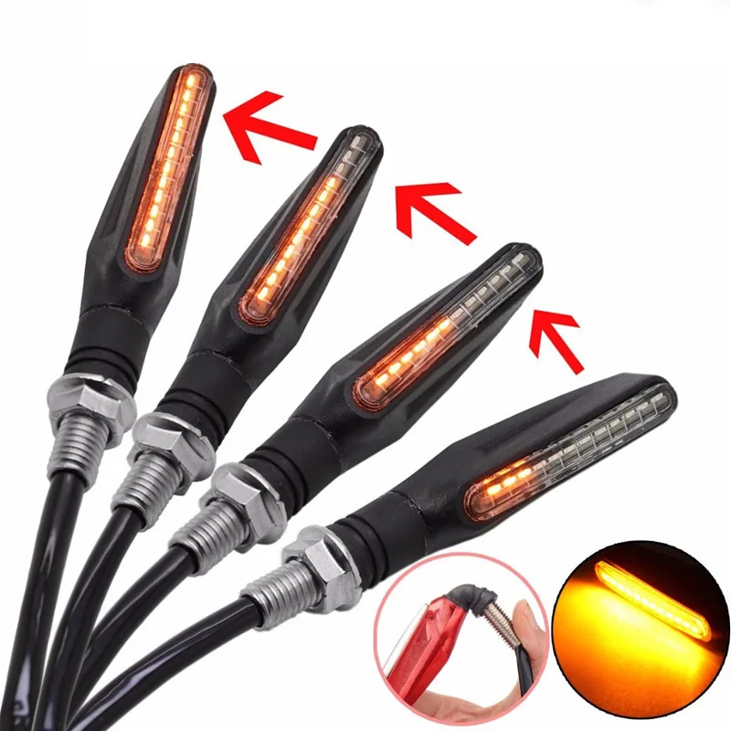 4x Universal flowing water flicker led motorcycle turn signal Indicators Blinkers Flexible Bendable Amber light lamp
4x Universal flowing water flicker led motorcycle turn signal Indicators Blinkers Flexible Bendable Amber light lamp