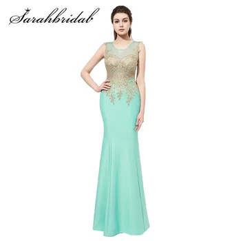 Vintage Long Mermaid Evening Dresses Golden Lace Applique Zipper Floor Length Jersey Sleeveless Prom Party Gowns CC412
Vintage Long Mermaid Evening Dresses Golden Lace Applique Zipper Floor Length Jersey Sleeveless Prom Party Gowns CC412
