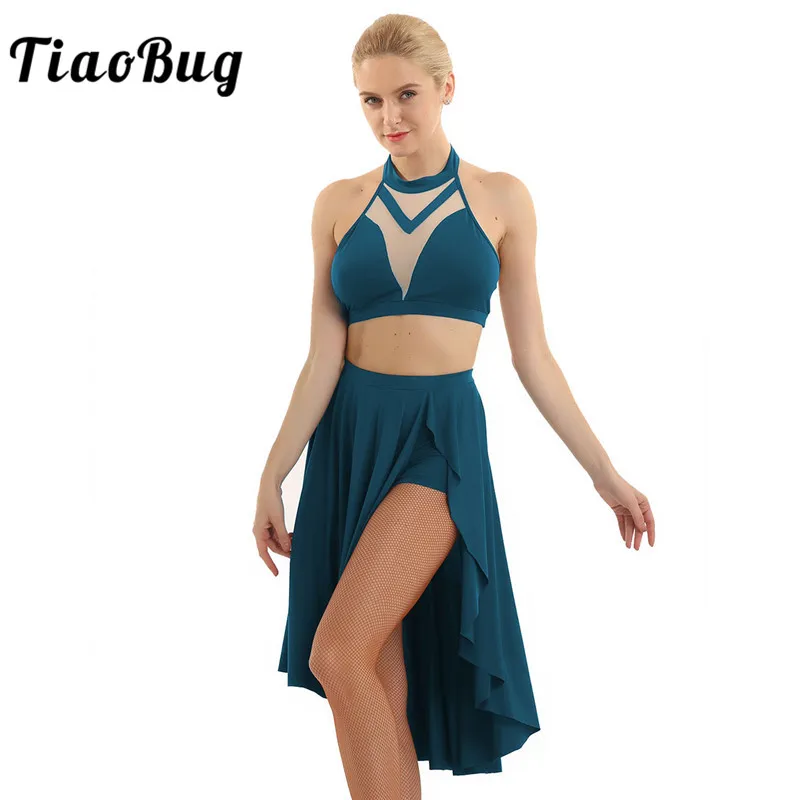 TiaoBug Женский комплект из короткого топа без рукавов с открытой спиной и юбки для латиноамериканских бальных танцев, костюмы для лирических танцев
TiaoBug Женский комплект из короткого топа без рукавов с открытой спиной и юбки для латиноамериканских бальных танцев, костюмы для лирических танцев