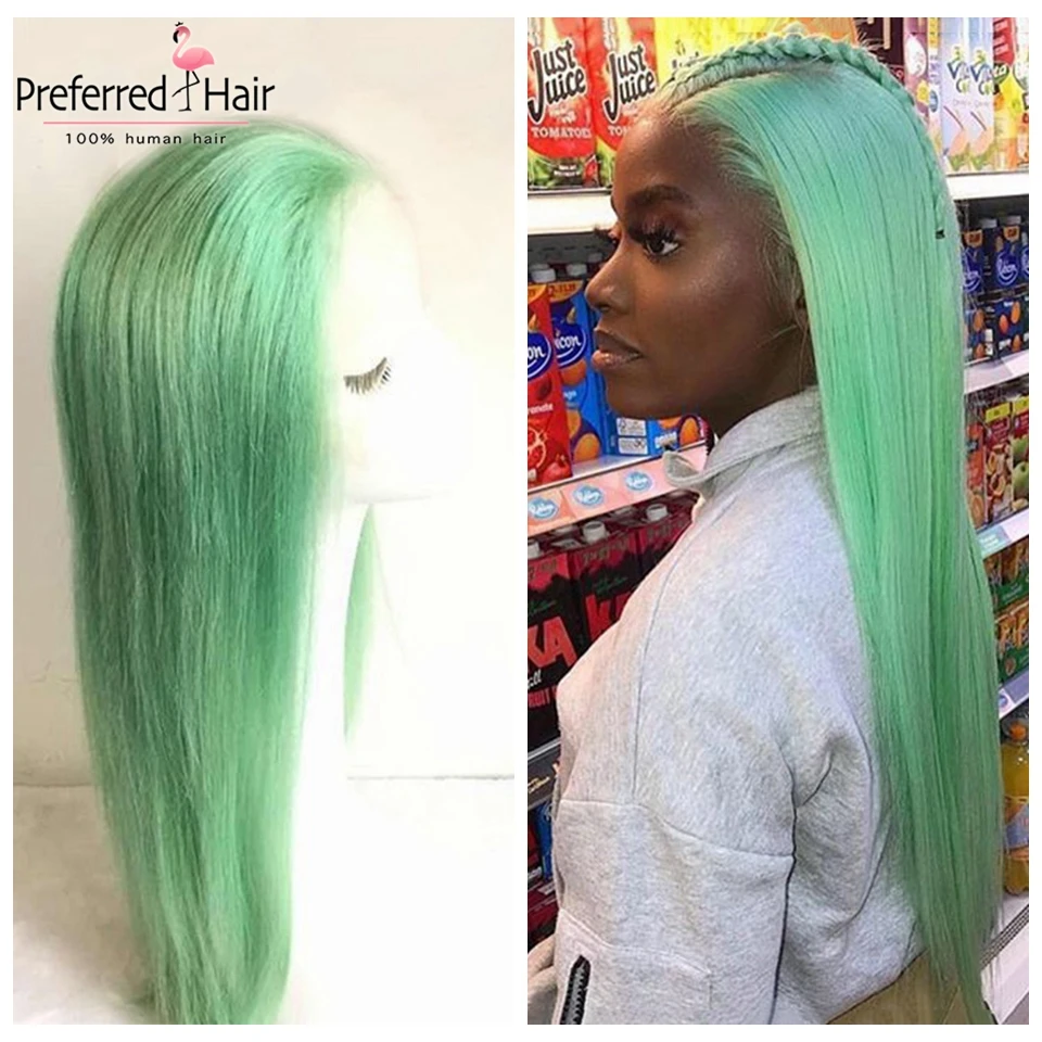 Preferred Mint Green Brazilian Transparent Lace Wig Remy Hair Pre Plucked Straight Human Hair Wigs For Black Women
Preferred Mint Green Brazilian Transparent Lace Wig Remy Hair Pre Plucked Straight Human Hair Wigs For Black Women