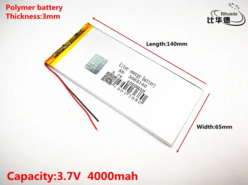 Good Qulity 3.7V,4000mAH,3065140 Polymer lithium ion / Li-ion battery for tablet pc BANK,GPS,mp3,mp4
Good Qulity 3.7V,4000mAH,3065140 Polymer lithium ion / Li-ion battery for tablet pc BANK,GPS,mp3,mp4