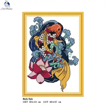 Rich fish Pattern DIY Handwrok Cross Stitch Kits Printed Canvas DMC Counted Cross-stitch Crafts Embroidery Needlework Home Decor
Rich fish Pattern DIY Handwrok Cross Stitch Kits Printed Canvas DMC Counted Cross-stitch Crafts Embroidery Needlework Home Decor