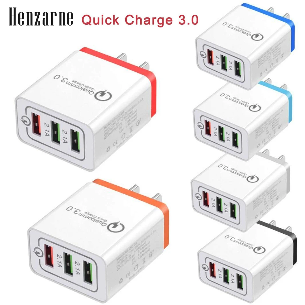 Henzarne Charger,US3 Port Quick Charge QC3.0 USB Fast Wall Charger for iPhone for Samsung Smart Phone
Henzarne Charger,US3 Port Quick Charge QC3.0 USB Fast Wall Charger for iPhone for Samsung Smart Phone