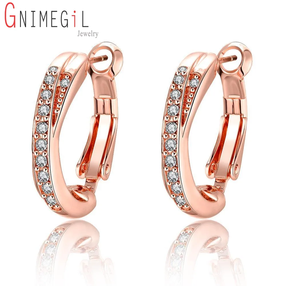 GNIMEGIL Fashion Rose Gold Color Classic Earrings Women's CZ Zircon Small Round Hoop Earrings for Girls Lady Gifts
GNIMEGIL Fashion Rose Gold Color Classic Earrings Women's CZ Zircon Small Round Hoop Earrings for Girls Lady Gifts