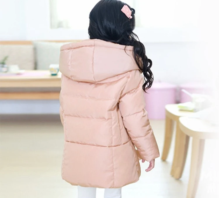 2018 Cold Winter Warm Thick Baby Child Girl Hoody Long Outerwear Pink Duck Down & Parkas Jacket & Coat For Girls 100-150 cm (4)