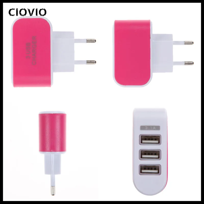 Triple USB Ports Wall Socket Home Travel AC Power Charger Adapter 1.5A EU Plug