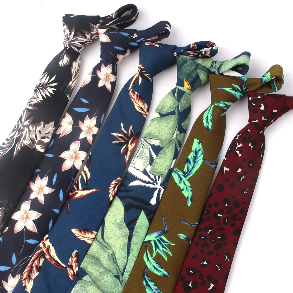 

New Spring Summer Ties For Men Cotton Print Men Necktie Suits Floral Mens Neck Tie For Business Cravats 7cm Width Groom Neckties