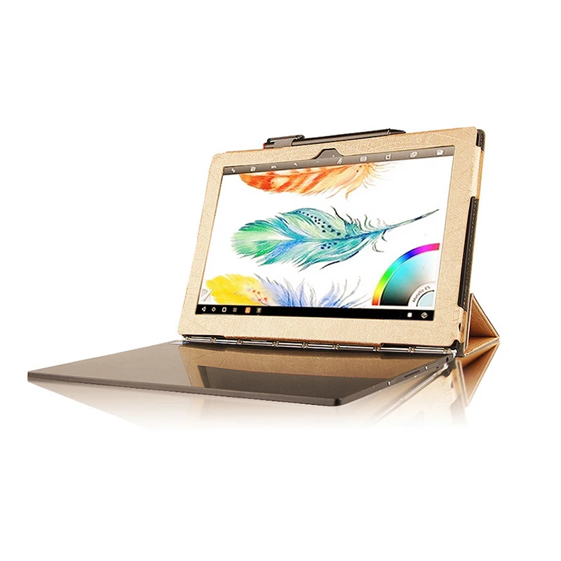Tablet PC Protective Case Sleever For Lenovo YOGA BOOK 10.1 inch PU Case Two-in-one Tablet Computer Tri-fold Bracket Leather Bag (4)