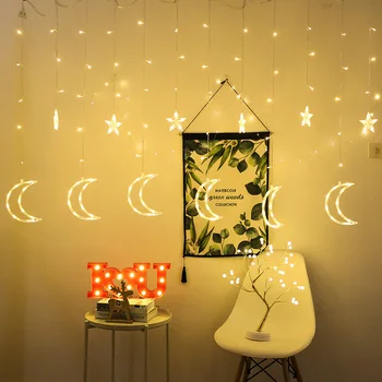 2.5m 138 LED Star Moon Curtain Lamp Flash Romantic Room Decoration Christmas Decoration Lamp Children's Room Decoration
2.5m 138 LED Star Moon Curtain Lamp Flash Romantic Room Decoration Christmas Decoration Lamp Children's Room Decoration